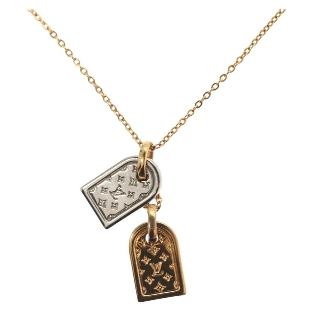 LOUIS VUITTON Nanogram Collier Precious Necklace metal Gold M63141 Auth 138918